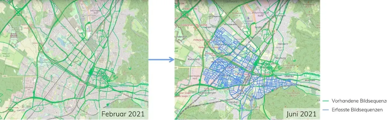 Maps comparing 2021 Februar and
June