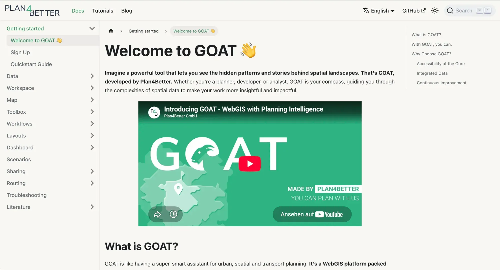 A page of GOAT's documentation