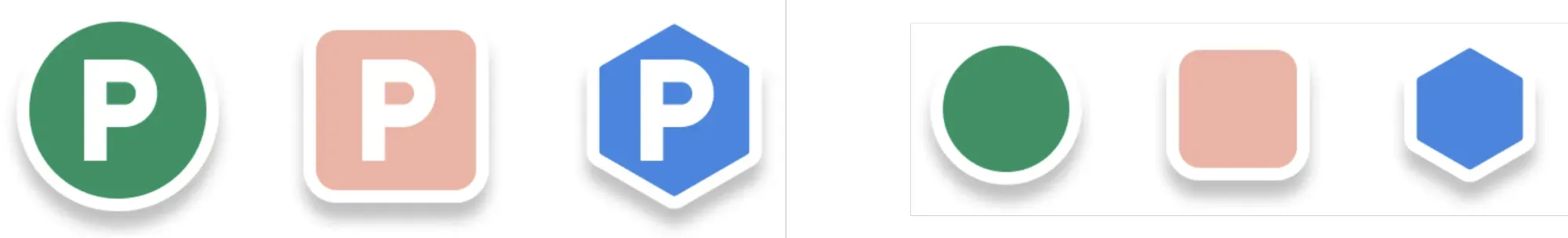 Park-Stark’s three map-marker icons: a green circle for an available space, a red
square for occupied, and a blue hexagon for
unknown