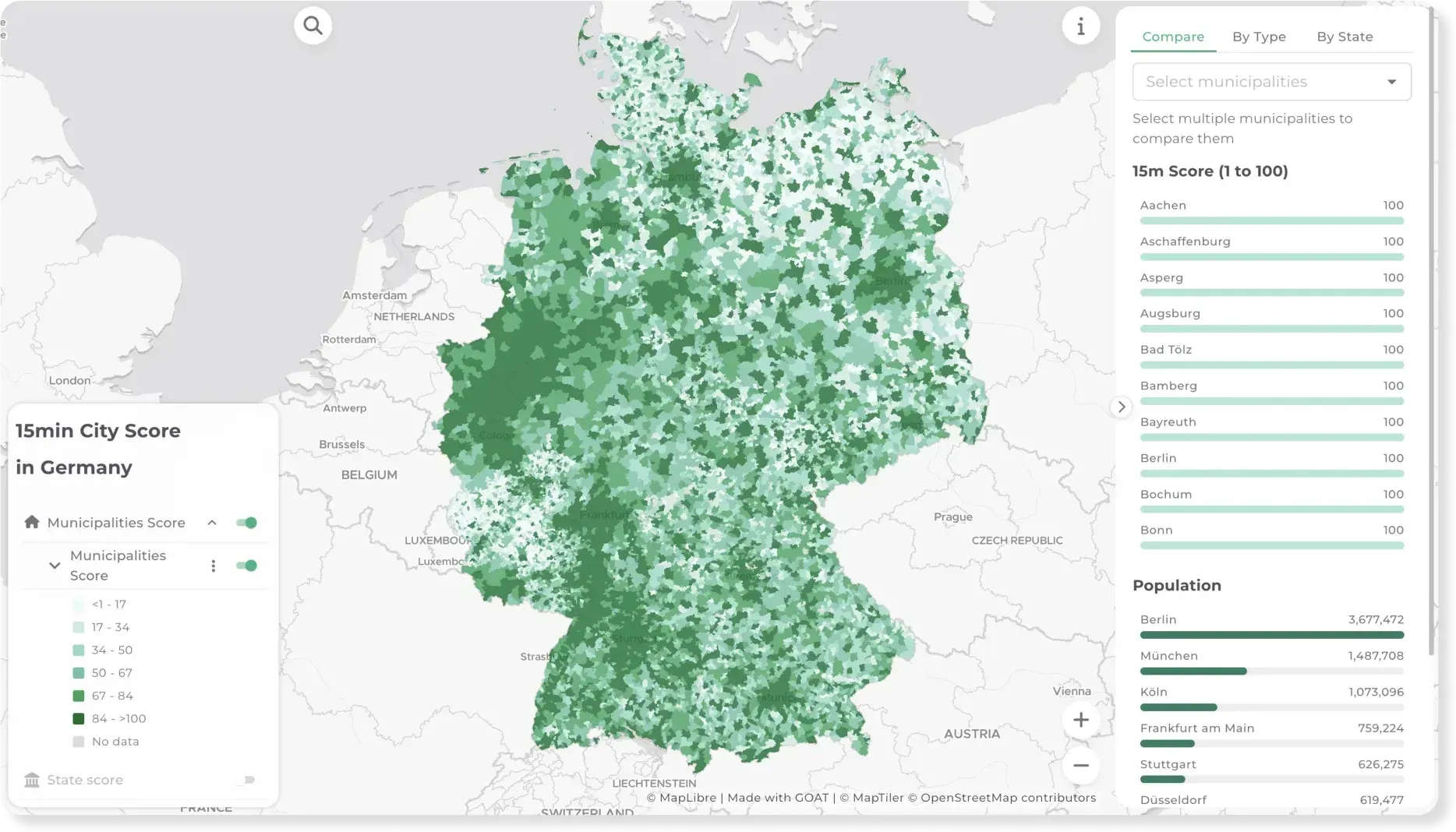15-Minuten-Stadt-Score in ganz Deutschland