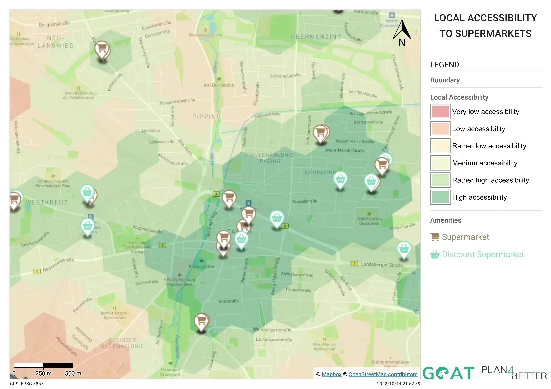 GOAT heatmap of local accessibility of supermarkets and discount
supermarkets
