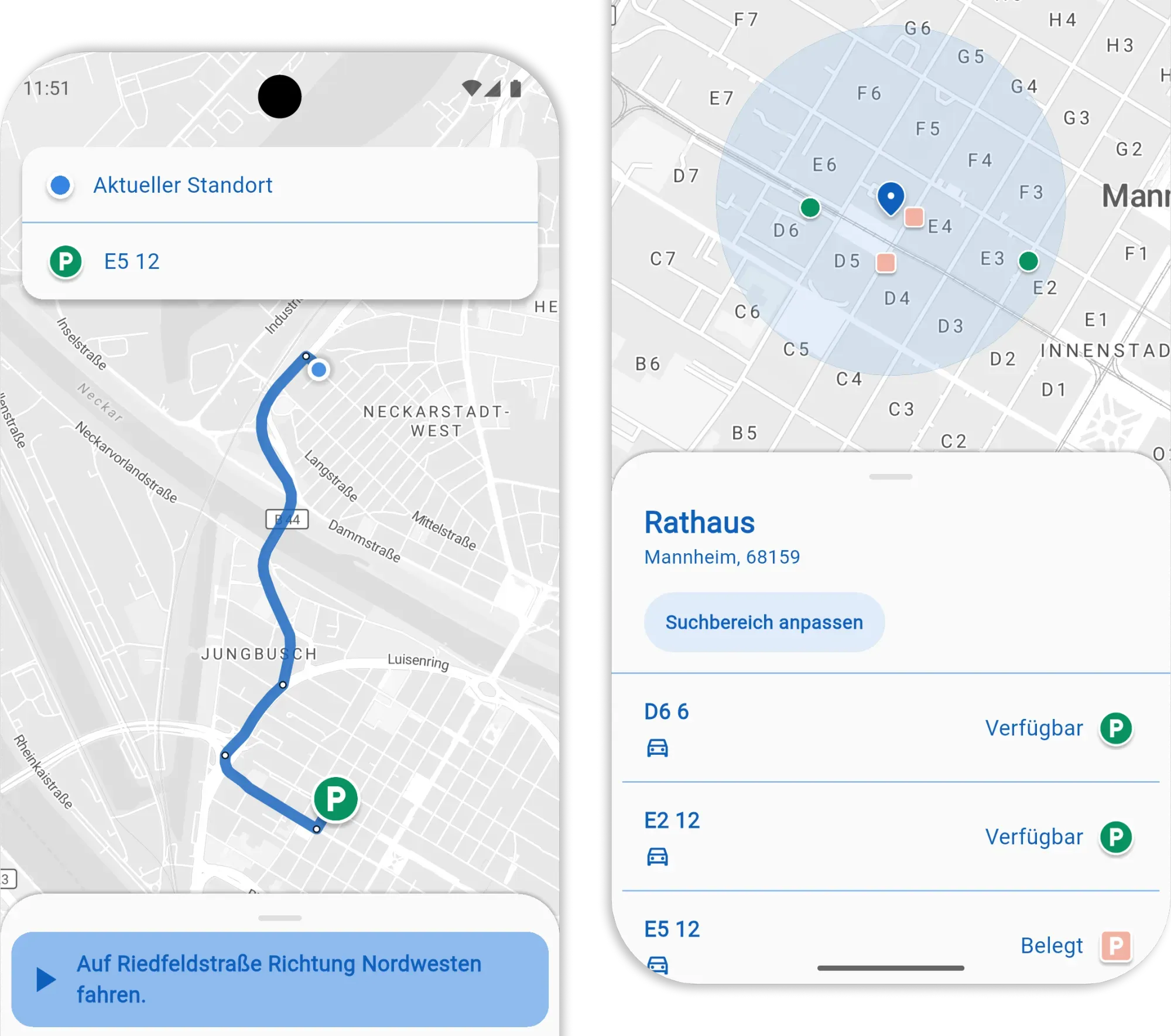 Park-Stark’s in-app turn-by-turn navigation screen guiding the user to a parking
space