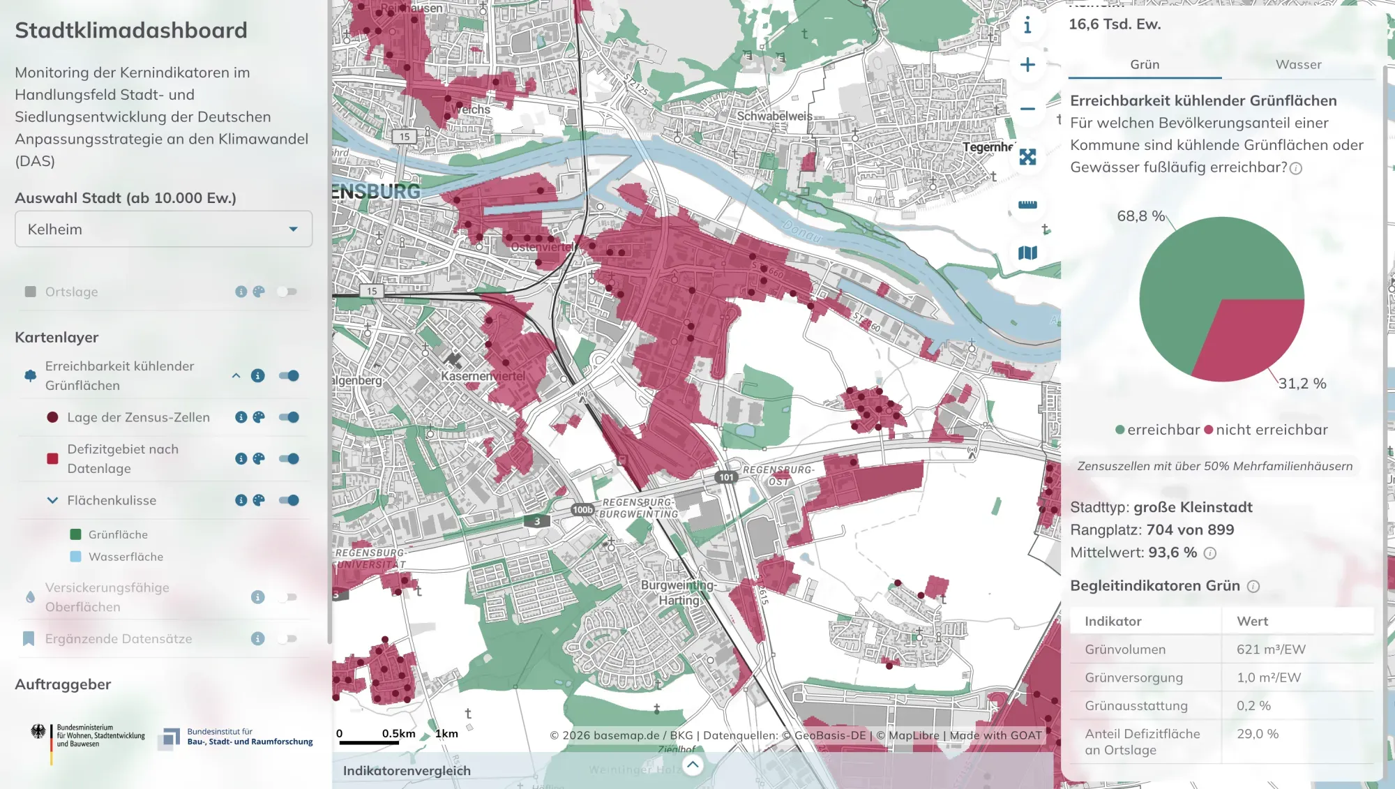 Nationwide climate-adaptation indicators in the WebGIS dashboard
