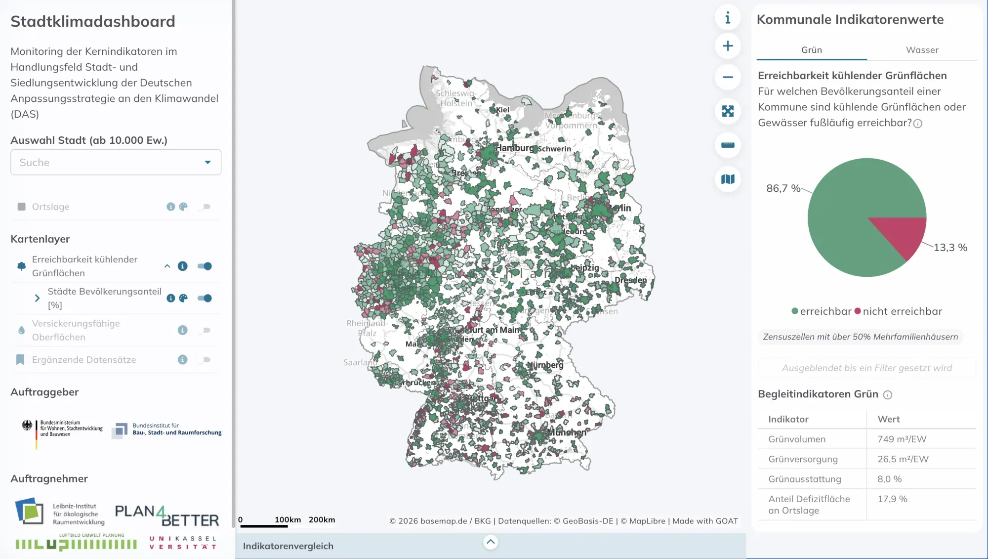 Accessibility to cooling green spaces mapped in the Stadtklimadashboard